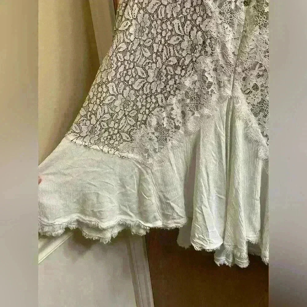 Free People Secret Origins Pieced Lace Choker Neck Tunic Dress White Size S - Picture 7 of 15